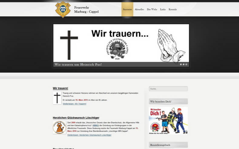 Homepage in Trauer