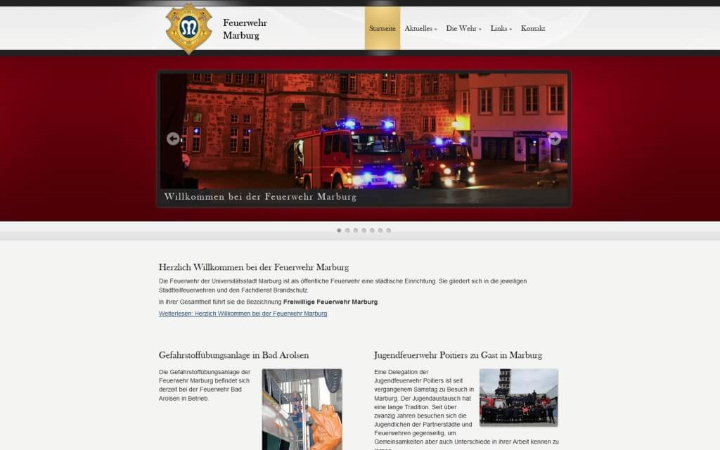 Neues Layout Homepage Feuerwehr Marburg