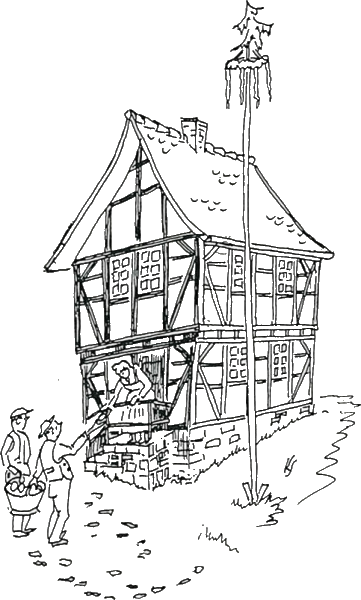 Zeichnung Burschen sammeln Eier & Speck 39